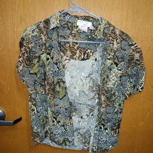 Animal/Safari print button-down collar shirt